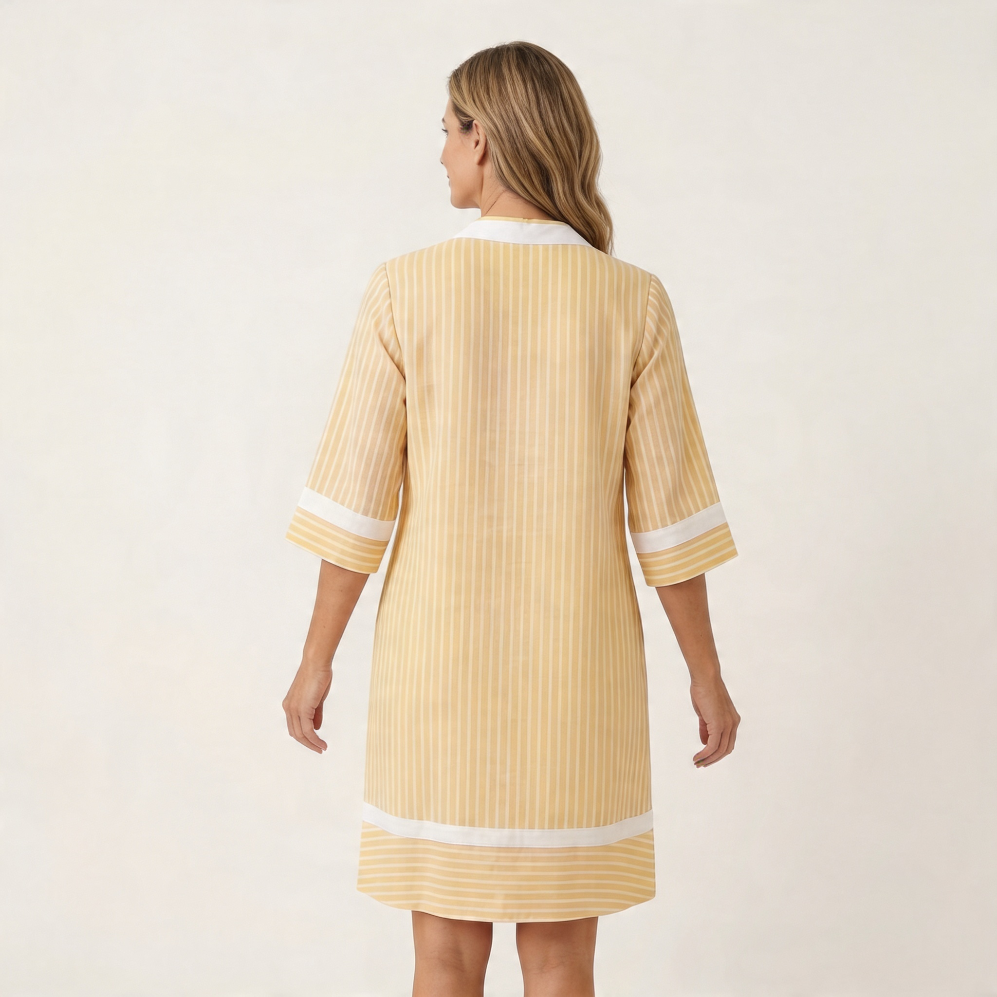 Sanina | T-shirt Robe en Coton Rayé avec Détails Contrastés