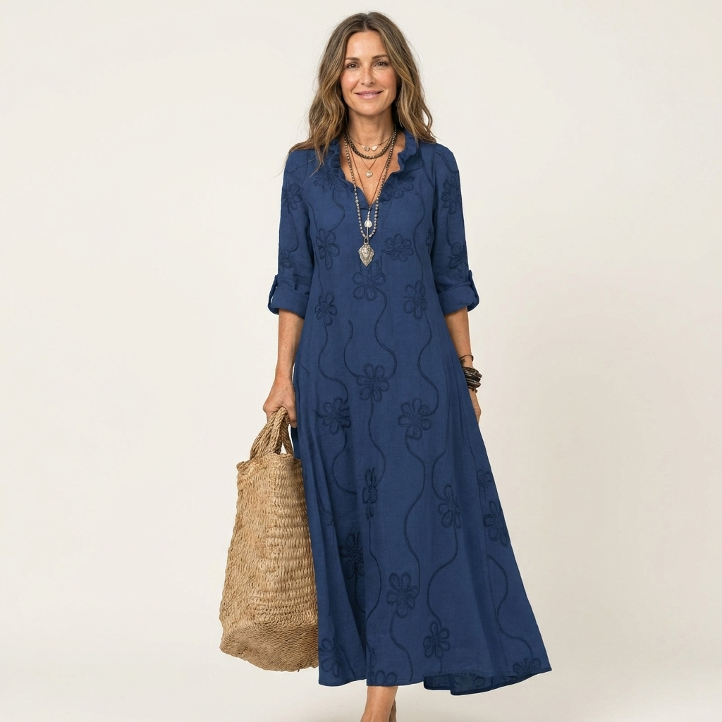 Mariam | Robe Maxi en Coton-Lin avec Broderie Florale Ton sur Ton" 

Rewritten: "Mariam | Robe Maxi en Coton-Lin avec Broderie Florale Subtile