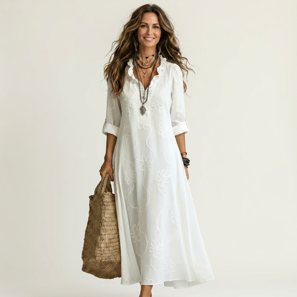 Mariam | Robe Maxi en Coton-Lin avec Broderie Florale Ton sur Ton" 

Rewritten: "Mariam | Robe Maxi en Coton-Lin avec Broderie Florale Subtile