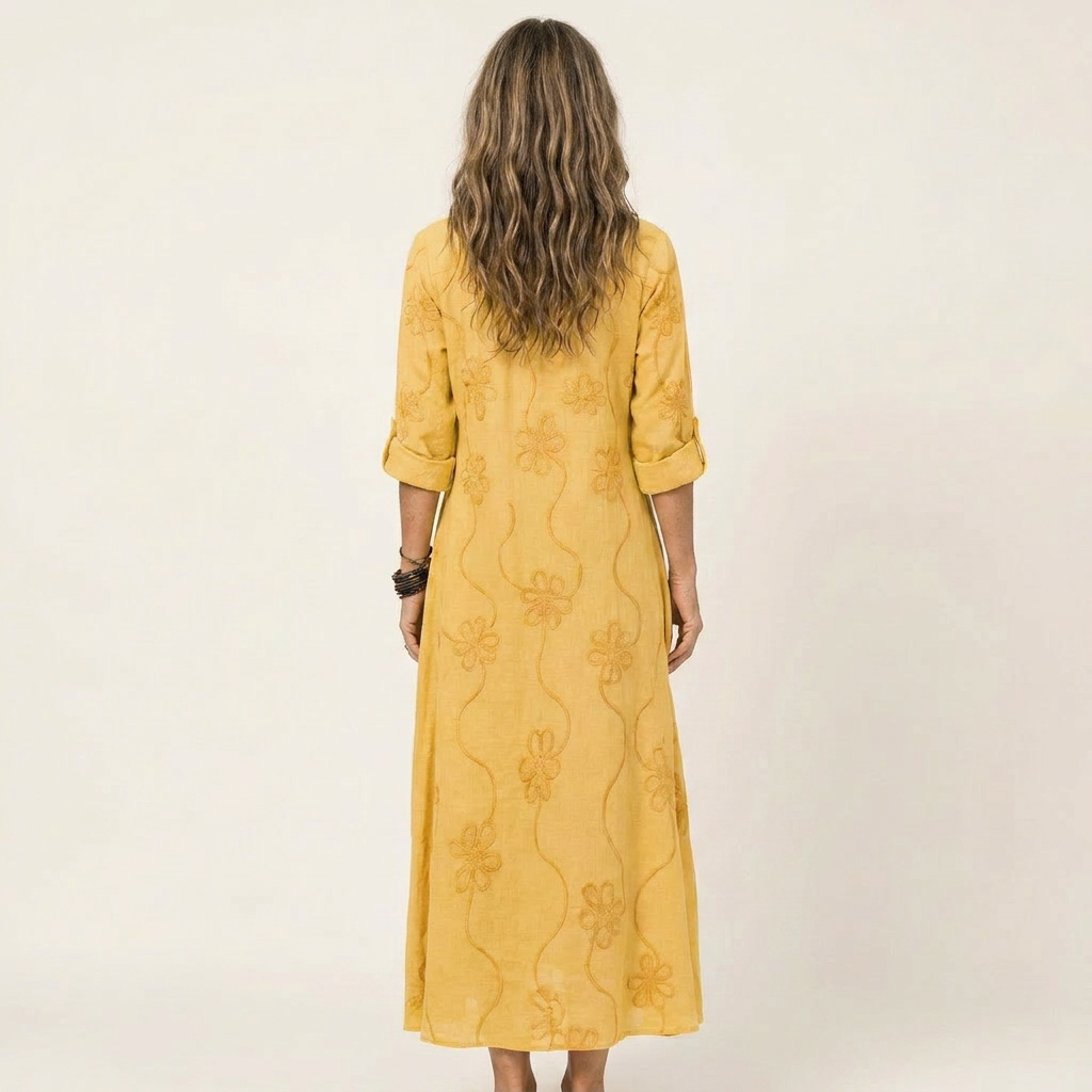 Mariam | Robe Maxi en Coton-Lin avec Broderie Florale Ton sur Ton" 

Rewritten: "Mariam | Robe Maxi en Coton-Lin avec Broderie Florale Subtile