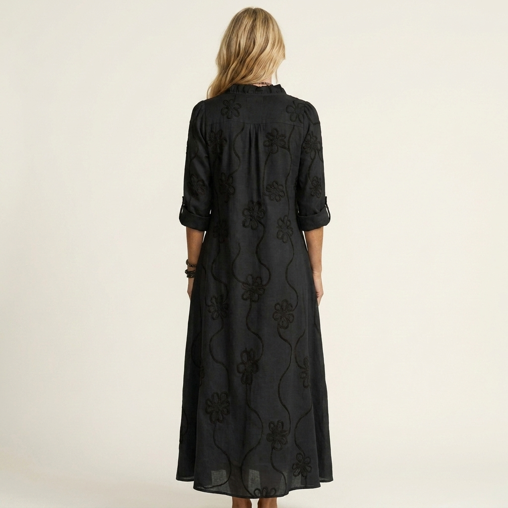 Mariam | Robe Maxi en Coton-Lin avec Broderie Florale Ton sur Ton" 

Rewritten: "Mariam | Robe Maxi en Coton-Lin avec Broderie Florale Subtile
