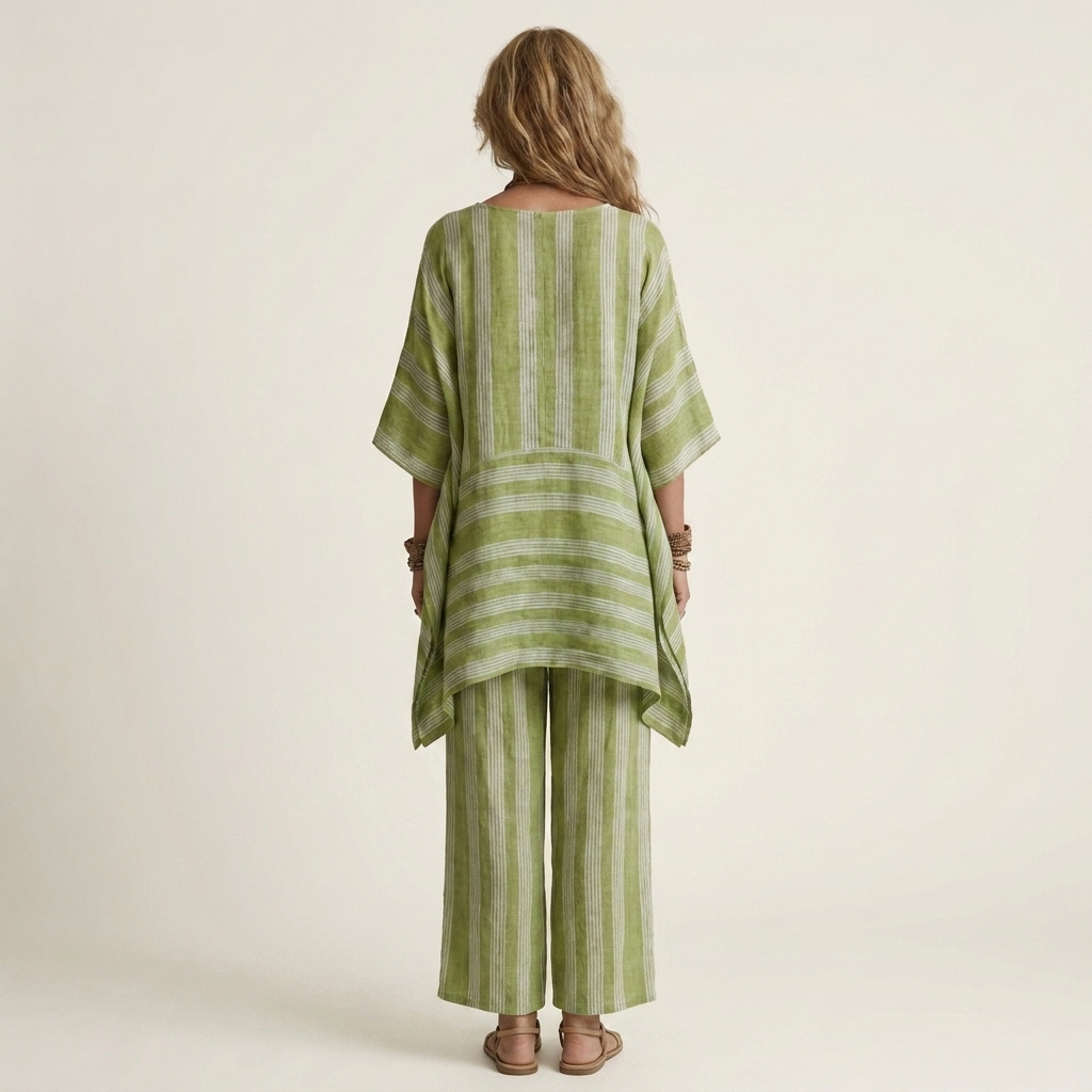 Kiara | Ensemble Bicolore en Coton-Lin à Rayures