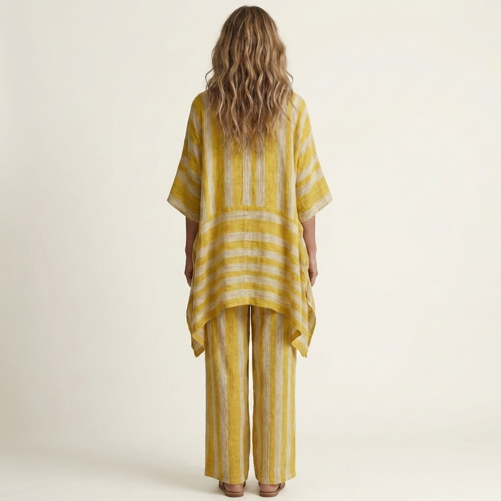 Kiara | Ensemble Bicolore en Coton-Lin à Rayures