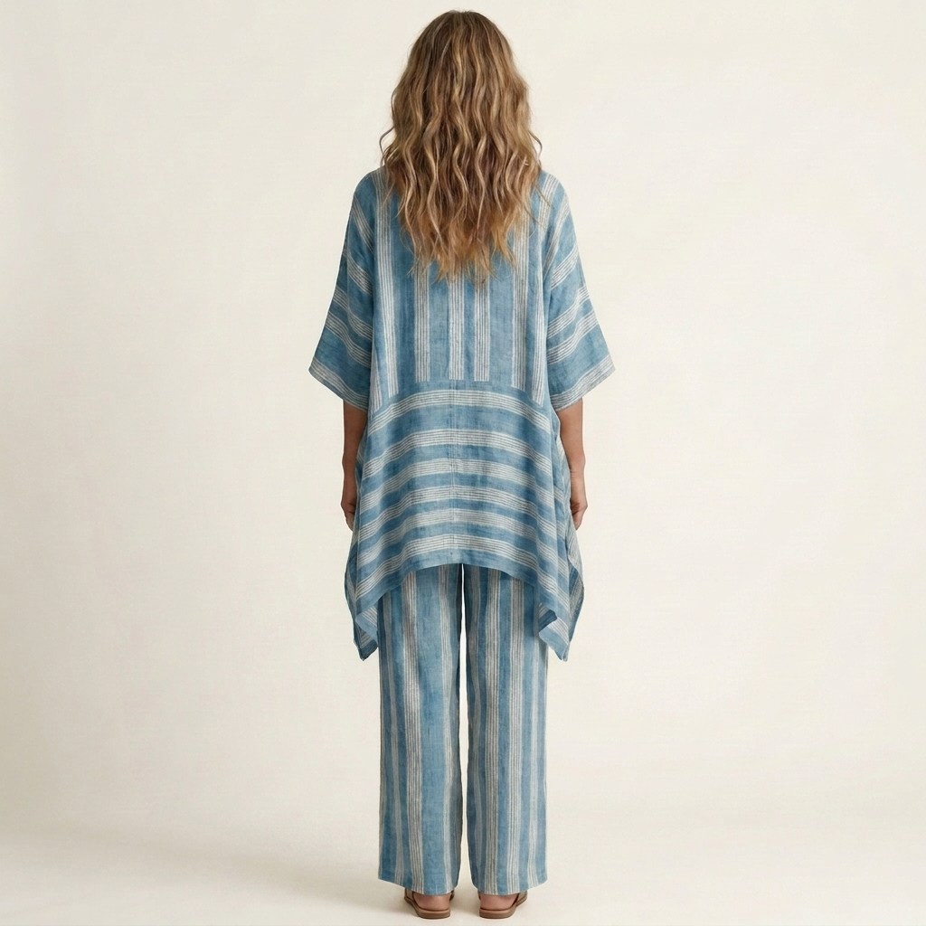 Kiara | Ensemble Bicolore en Coton-Lin à Rayures