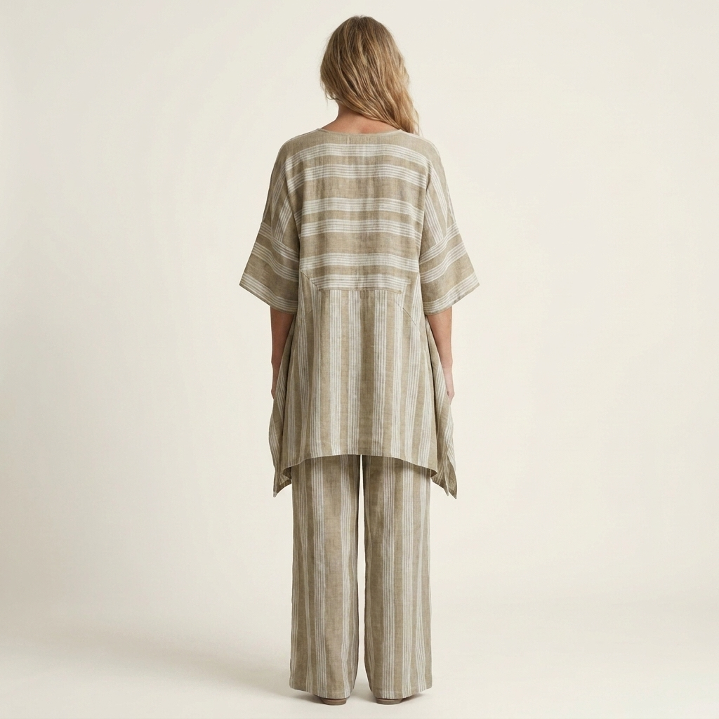 Kiara | Ensemble Bicolore en Coton-Lin à Rayures