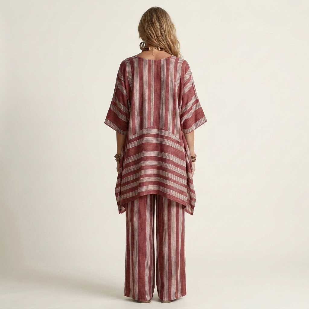 Kiara | Ensemble Bicolore en Coton-Lin à Rayures