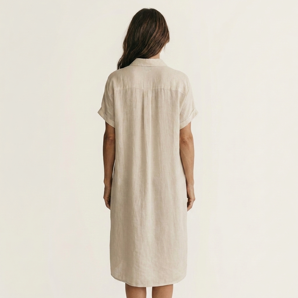 Nidalie | Midi Shirt Dress with Rolled Sleeves