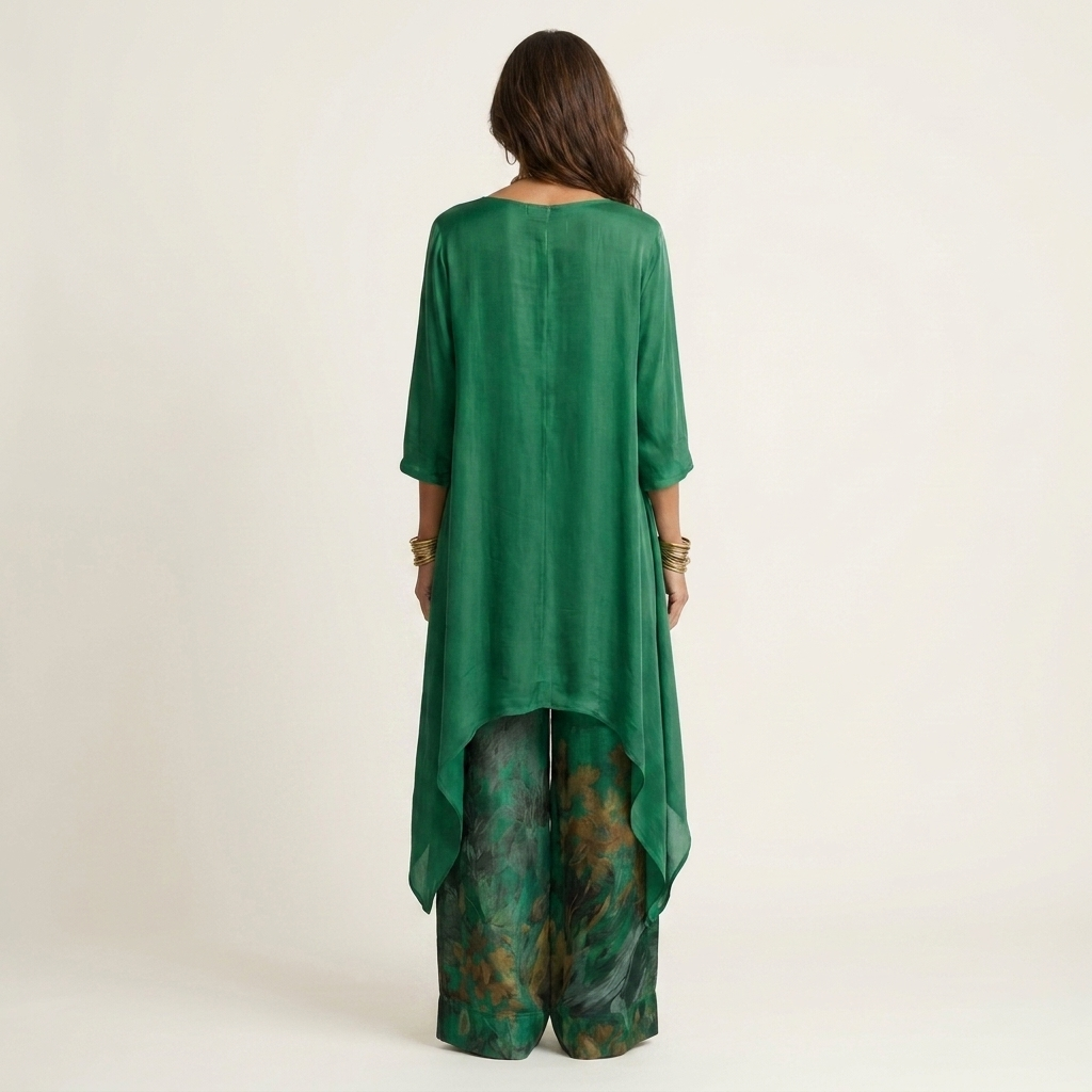 Cariola | Ensemble en Satin de Coton à Deux Pièces avec Tunique Asymétrique