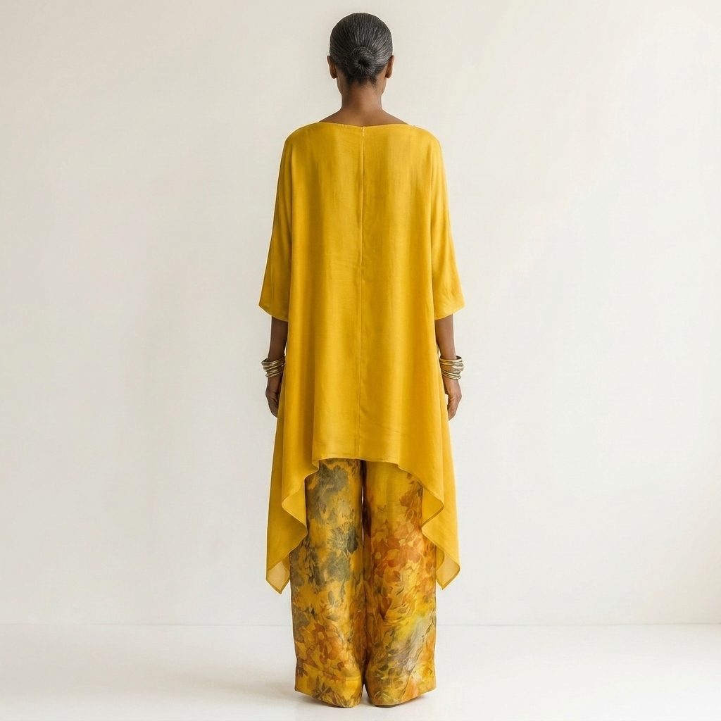 Cariola | Ensemble en Satin de Coton à Deux Pièces avec Tunique Asymétrique