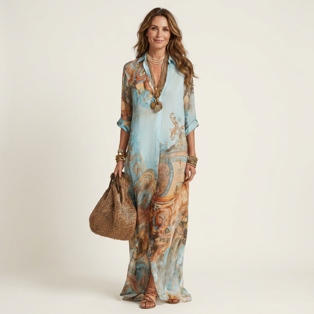 Lanie | Maxi Silk Shirt Dress