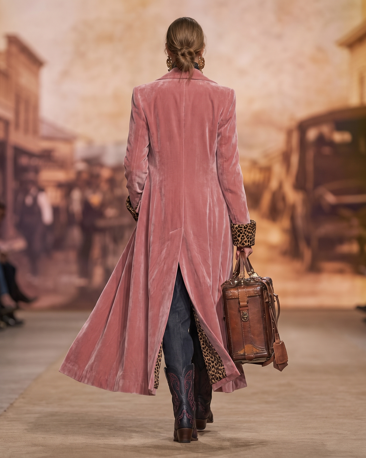 Manteau long élégant sur mesure de la marque Danoir Paris, avec coupe sophistiquée et finition soignée, porté sur mannequin.