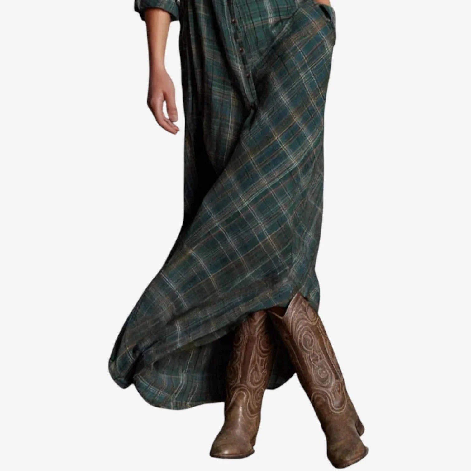 Hattie - Robe longue à carreaux