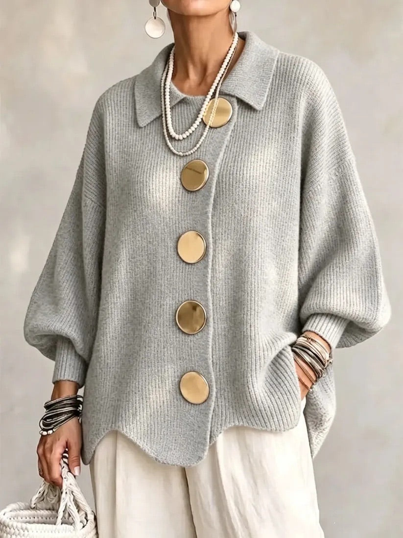 Karina - Cardigan Boutonné Oversize avec Col