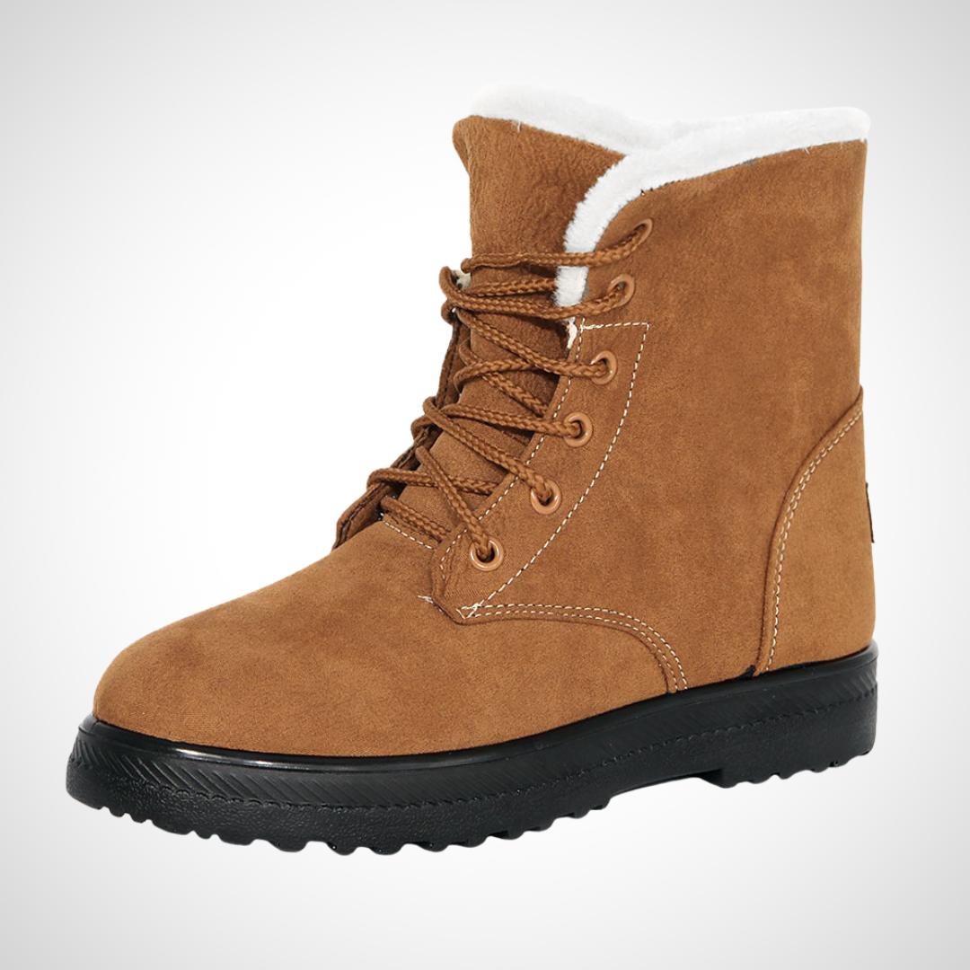 Bottines d'hiver à lacets Émeline par Danoir Paris, en cuir noir, avec semelle robuste et design élégant pour femme.