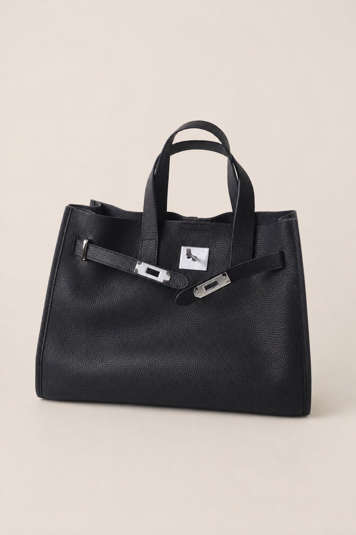 Sac tote Meridian noir de Danoir Paris avec poignées en cuir et design élégant, vue de face sur fond neutre.