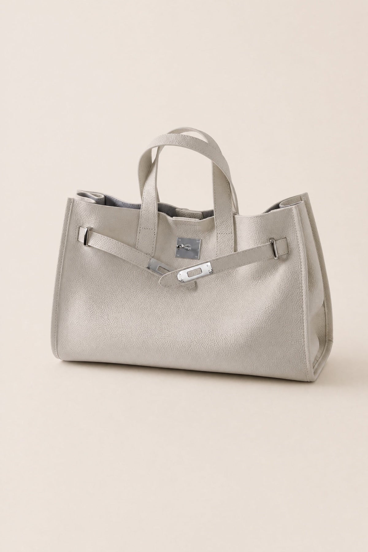 Sac Tote Meridian Danoir Paris en crème avec poignées en cuir et design élégant, vue de face.