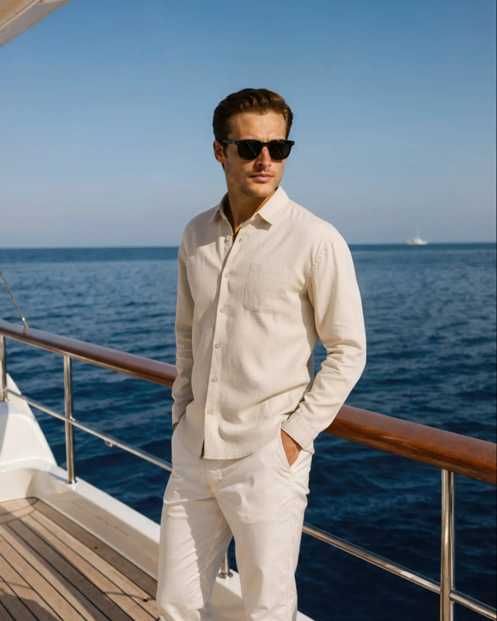 Chemise en lin Cape Town d'Old Money, en tissu léger et respirant, avec col classique et manches longues, portée décontractée.