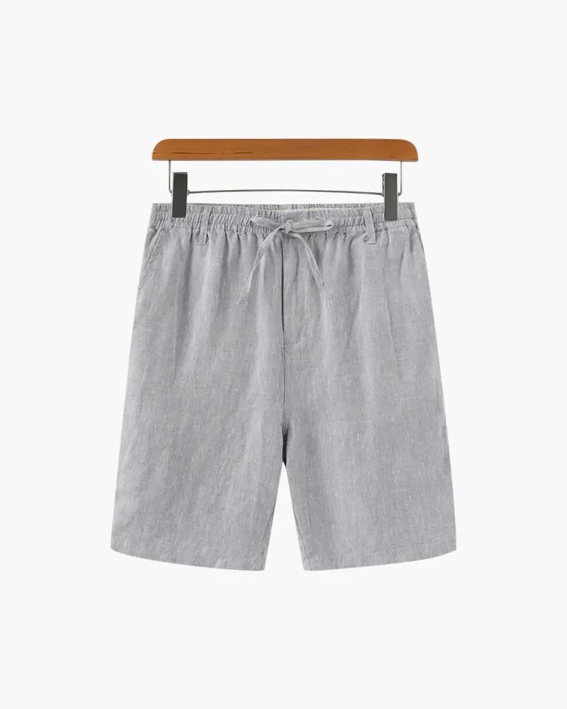 Shorts en lin premium Casablanca de la marque Old Money, vue de face, détails du tissu et coupe élégante visibles.