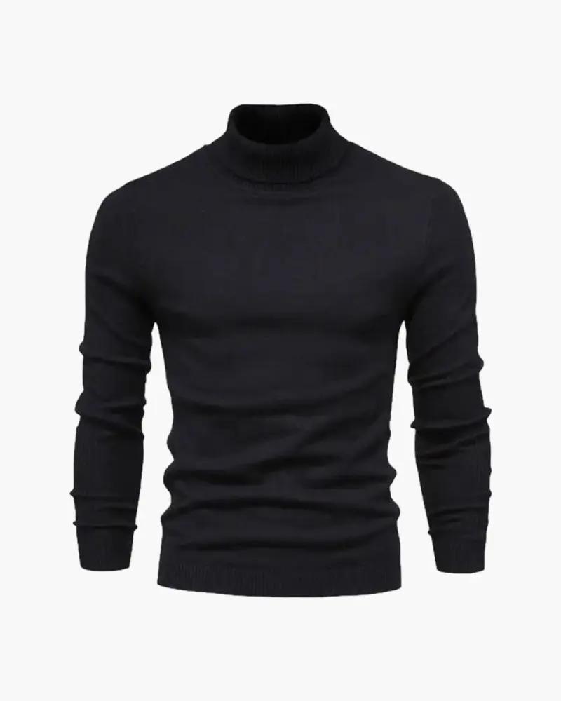Pull à col roulé en laine mérinos Gstaad de la marque Old Money, montrant le col et la texture douce de la laine.