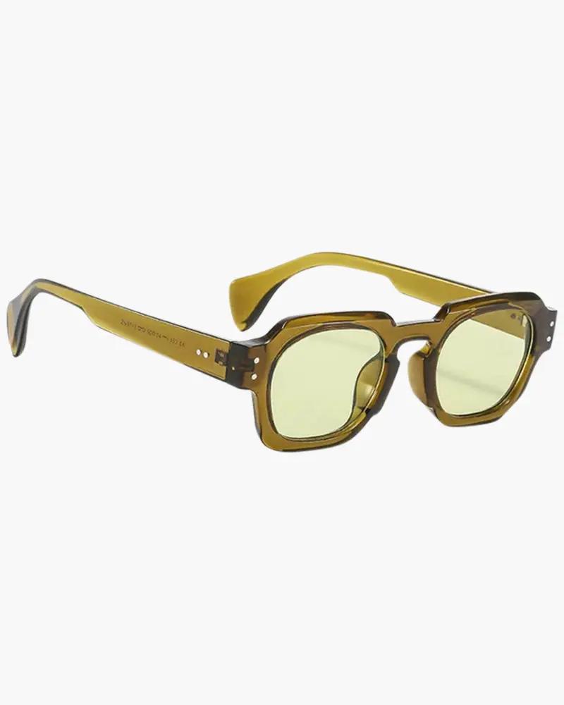 Lunettes de soleil Old Money Monaco pour femmes, style carré, design luxueux, verres noirs et gris, protection UV400.