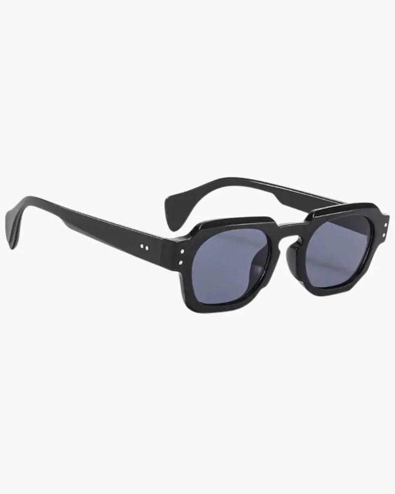 Lunettes de soleil vintage Old Money Monaco pour femmes, carrées, noires et grises, protection UV400, style tendance et luxueux.