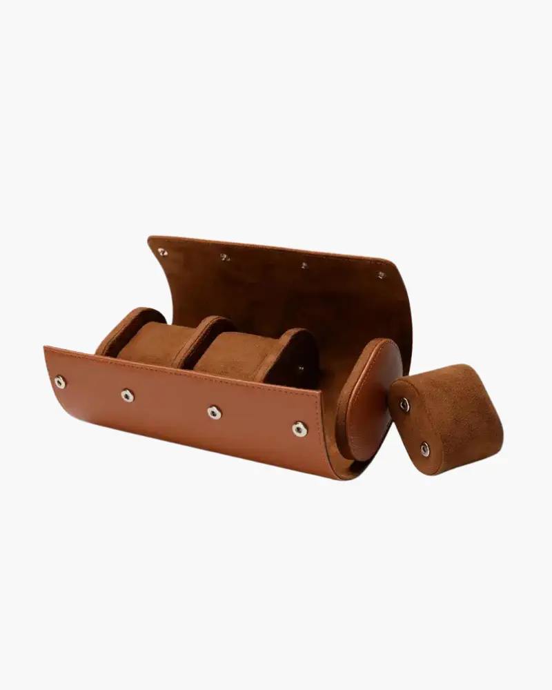 Support pour montre Old Money, porte-montre en cuir élégant avec plusieurs compartiments pour ranger des montres.