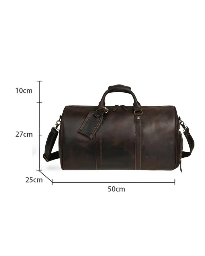 Sac de voyage en cuir Montague de la marque Old Money, avec poignées en cuir et fermeture robuste, vue de face.