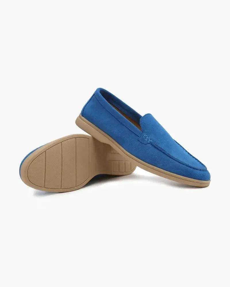 Mocassins en daim Old Money Premium, chaussures décontractées en suède marron clair avec semelle en caoutchouc.