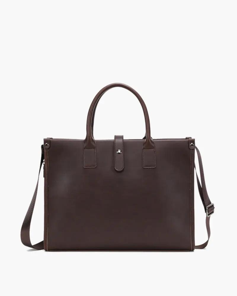 Sac à rabat pour affaires Old Money Classy Business Case en cuir noir avec poignées et poches extérieures élégantes