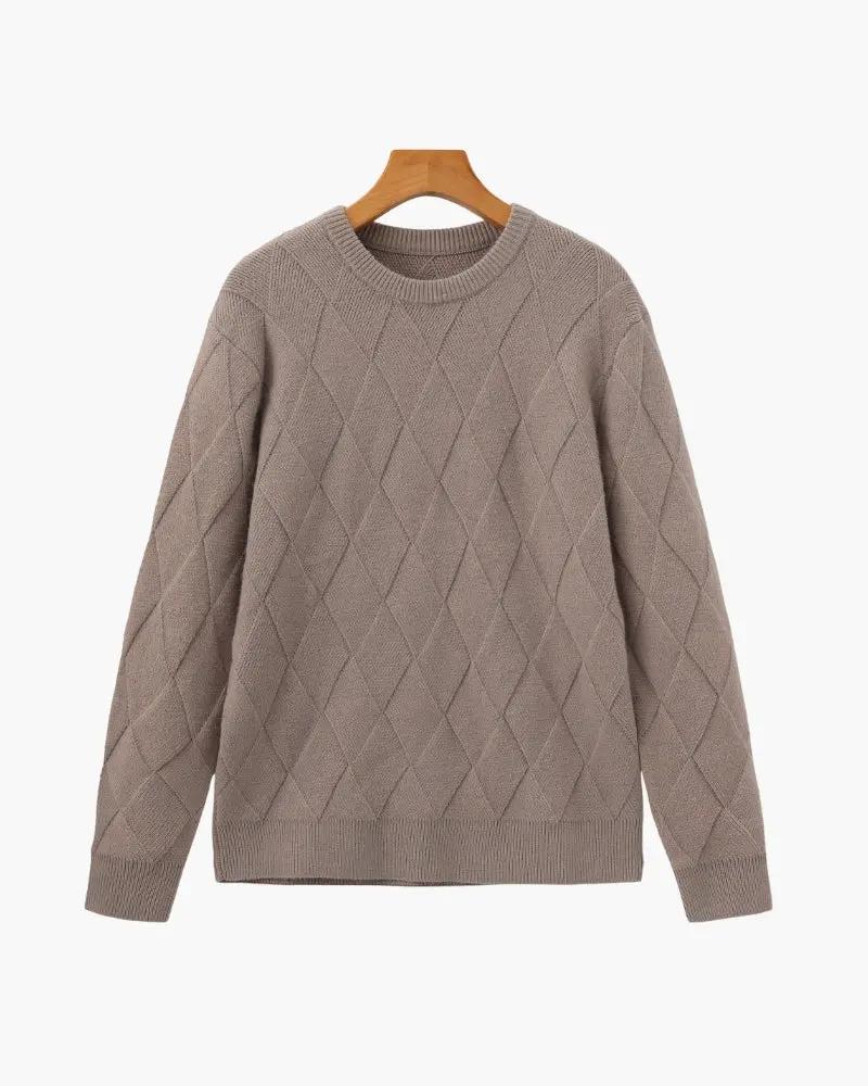 Pull noir en maille diamantée de la marque Old Money, sweat-shirt à col rond avec motif en mailles.