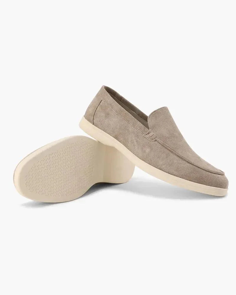 Mocassins en daim orange Old Money, chaussures élégantes pour homme, avec semelle en caoutchouc et design classique.