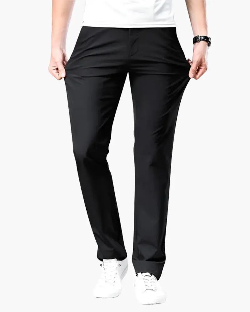 Pantalons Porto Chino Old Money en coton beige avec poches arrière et ceinture, style décontracté et élégant.
