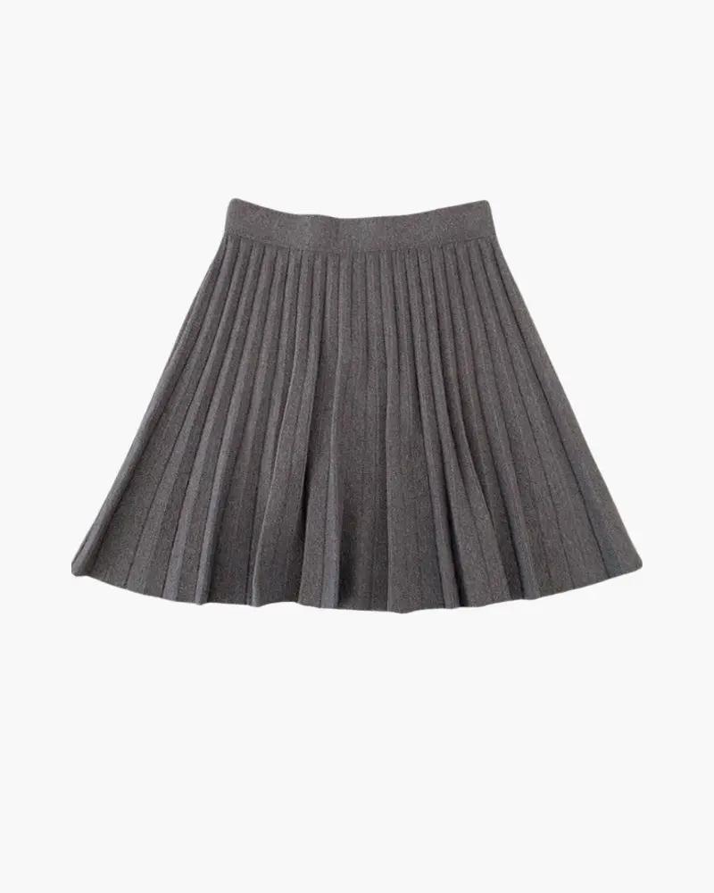 Mini jupe en laine plissée Oxford Old Money Women, couleur marron, coupe courte et élégante, tissu chaud et sophistiqué.