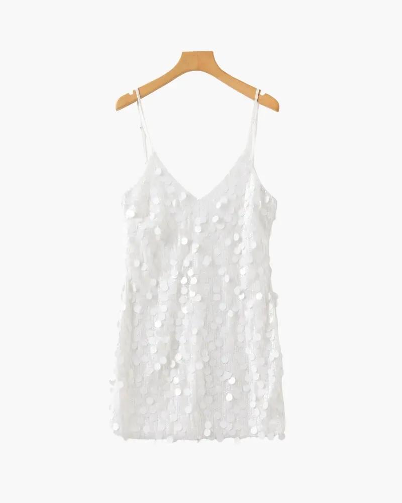 Robe courte à sequins rose gold pour soirée, vêtement de fête pour femmes de la marque Old Money Women.