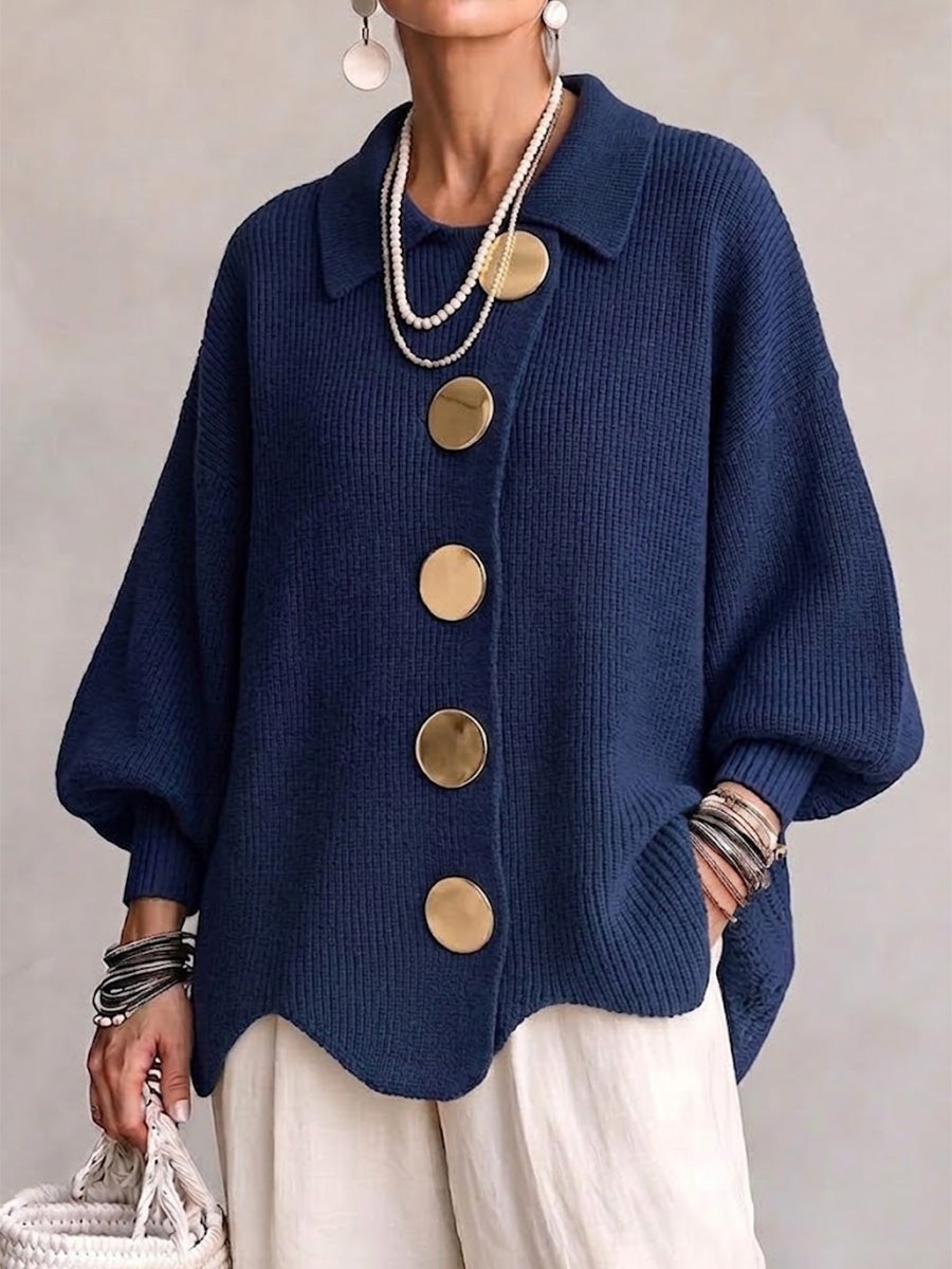Karina - Cardigan Boutonné Oversize avec Col