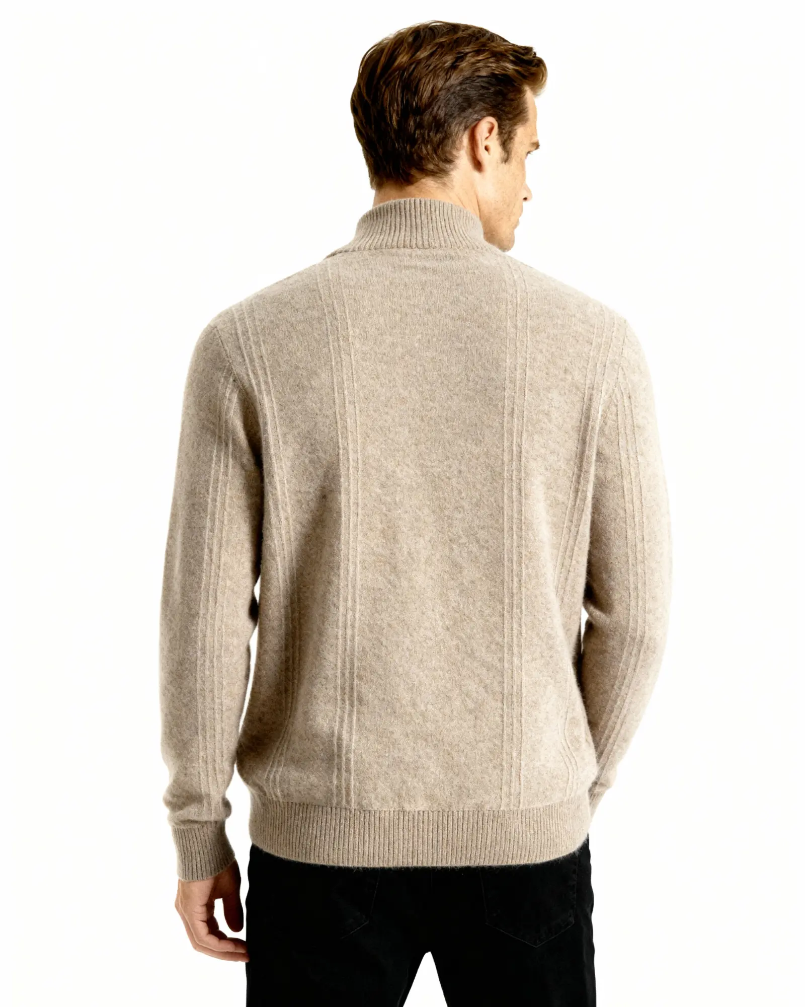 100% Cashmere Ribbed Half Zip Old Money