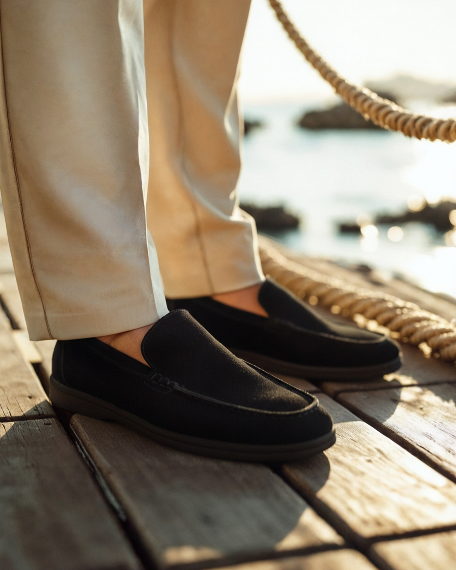 Premium Suede Loafers - Black Soles Old Money