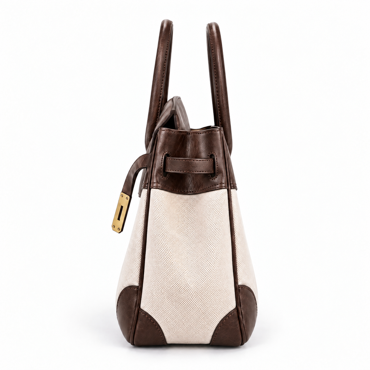 Sac à main Vivienne fait main de Danoir Paris, vue latérale avec détails en cuir et poignées élégantes.