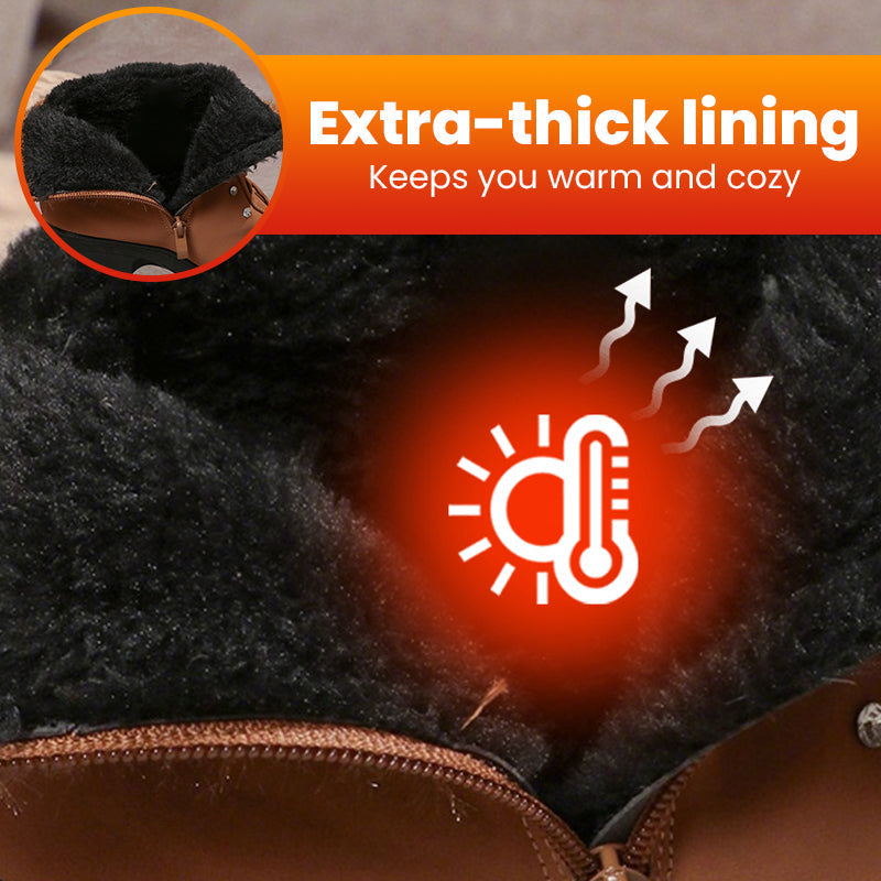 Danoir Paris™  Bottines Femme à Talon Épais - Intérieur Doublé de Fausse Fourrure, Semelle Antidérapante - Style Élégant pour Toutes Occasions