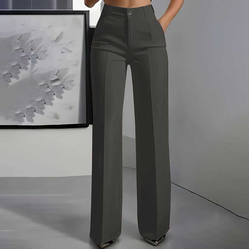 Pantalon de costume pour femmes taille haute Danoir Paris, tissu élégant et coupe ajustée visible en image.