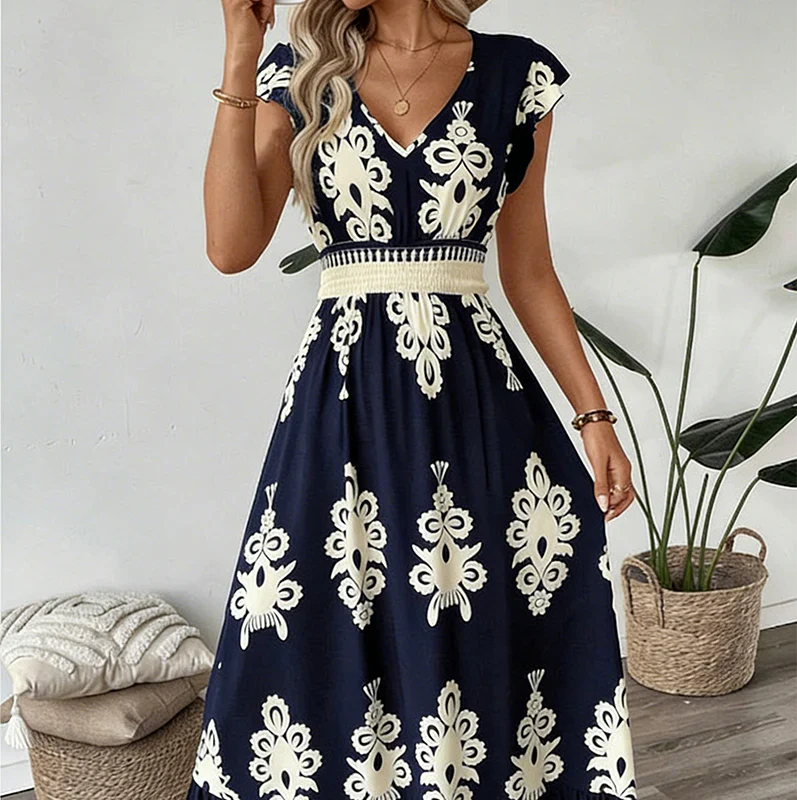 Candela | Robe longue baroque à col en V