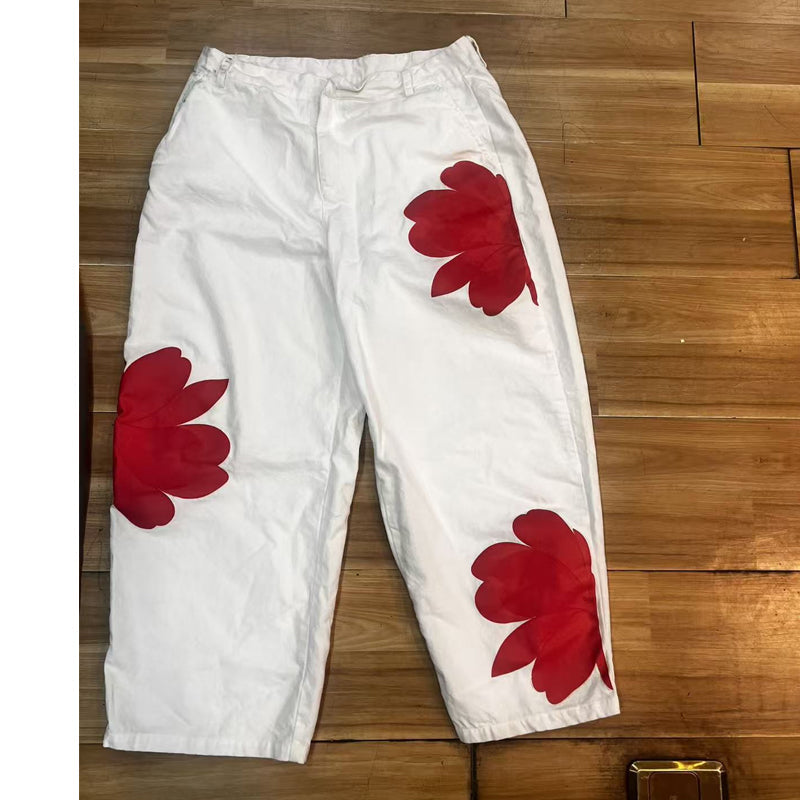 Jean large à imprimé floral Capucine pour dames, de la marque Danoir Paris, avec motif floral coloré.
