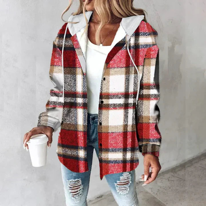 Veste d'automne MARTINA™ de Danoir Paris en tissu léger, vue de face avec col et boutons visibles.