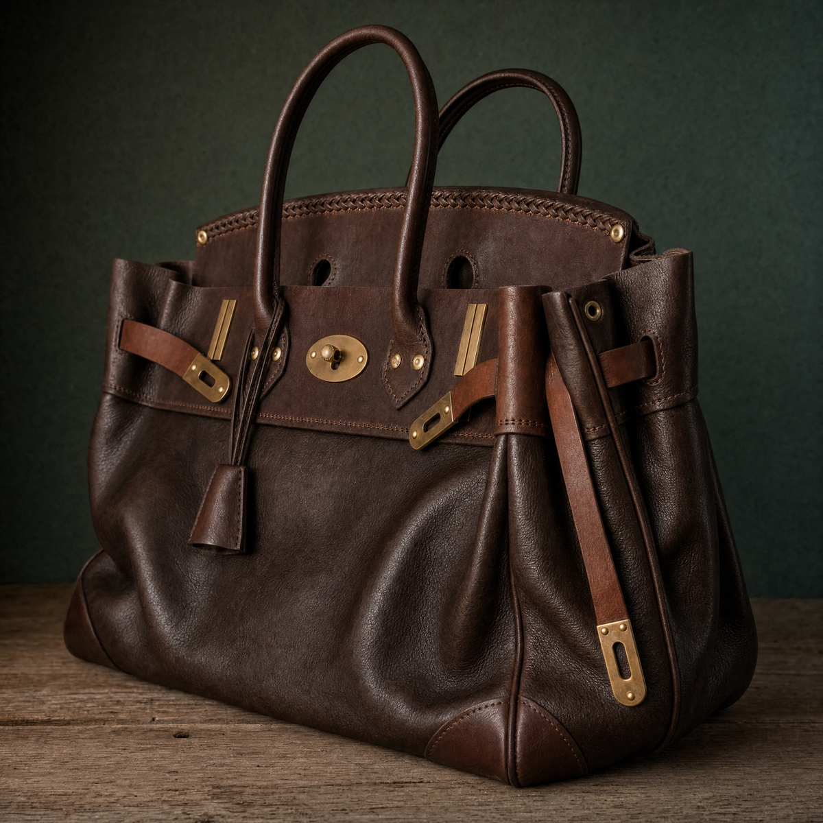 Sac à main Vivienne de Danoir Paris en cuir, vue trois-quarts montrant la poignée et le design élégant.