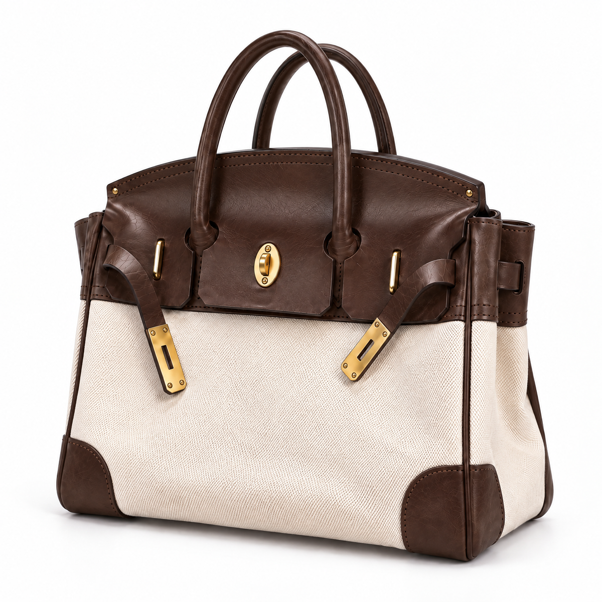 Sac à main Vivienne en cuir fabriqué à la main par Danoir Paris, vue trois-quarts avec détails élégants et finition soignée.