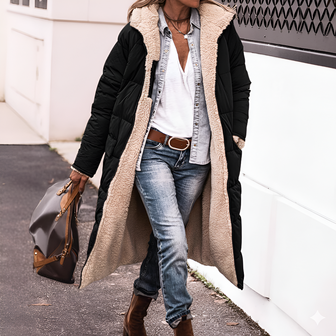 Layla - Élégant Manteau Long Réversible